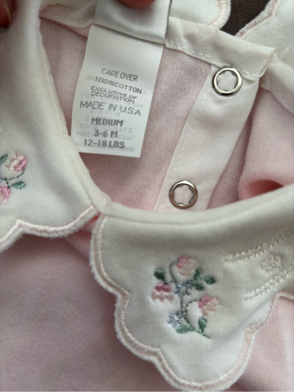 New Dior Baby girls Pink Embroidered Collar Romper onesie 3-6 cotton vintage - Picture 6 of 6